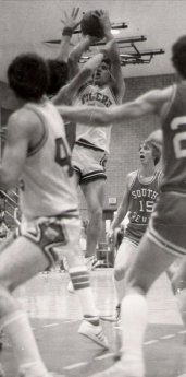 Reed playing basketball for Hurricane High School, 1982